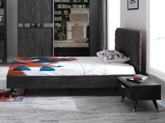 Luxe Zwarte Slaapkamer Set Compleet Kamermeubilair Bed Nachtkastje