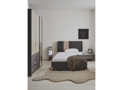 Luxe stijlvolle grijze slaapkamerset met modern bed en nachtkastje nieuw