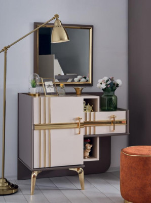 Kaptafel console slaapkamer meubilair ontwerp hout met metalen grijs nieuw