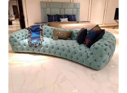 Bank 3-zits Chesterfield Groen Beklede Bankstellen Design Kunstleer Nieuw Modern