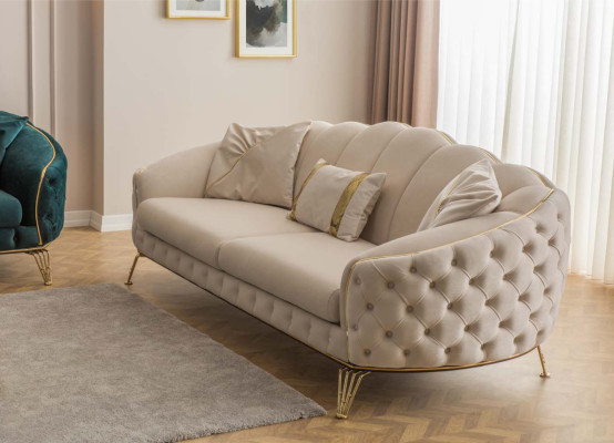 Woonkamer Complete set 3-delig Modern Driezitsbank Bank Luxe 2x Fauteuil