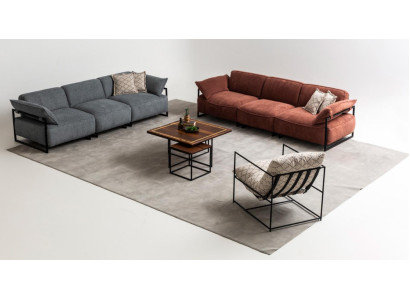 Luxe bankstel 2x vierzits designer fauteuil woonkamerbanken.