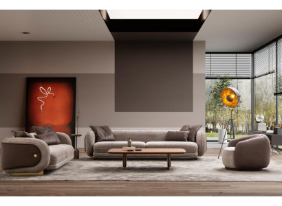 Luxe bankstel Bank bruin stel Banken 4 3 1 zits 3-delige set Bekleding
