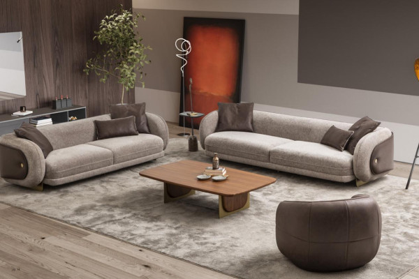 Luxe bankstel Bank bruin stel Banken 4 3 1 zits 3-delige set Bekleding
