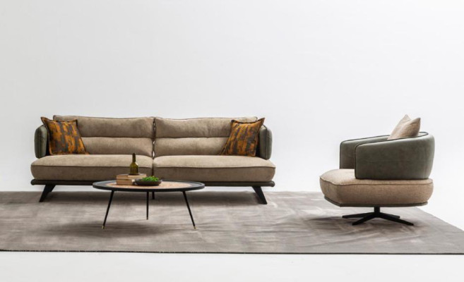 Luxe bankstel bank 3-zits fauteuil stof modern veelkleurig modern set nieuw