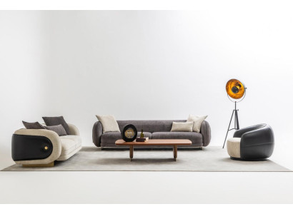 Luxe bankstel Bank Grijs Set banken 4 3 1 zitsbank 3-delig set Bekleding