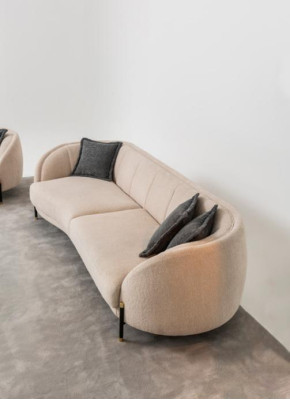 Bank kussen Beige Design Bank 4-zits bankstellen Textiel Design Bank Meubels nieuw