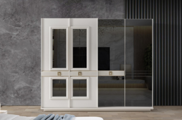 Robuuste witte kledingkast slaapkamer ontwerpkast glazen kast