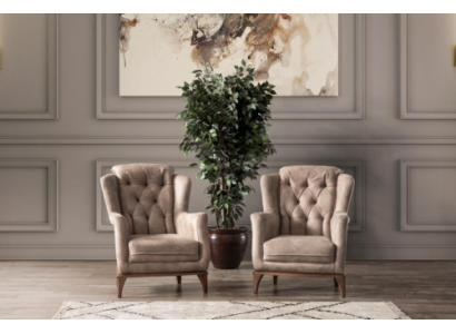 Chesterfield Robuuste 2x Stoffauteuil Luxueuze 1-zits Moderne meubels