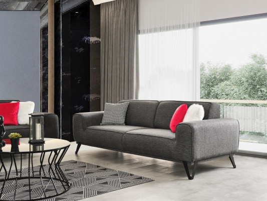 Grijs 3-zits stoffen bankstel modern design woonkamer textiel stof materiaal