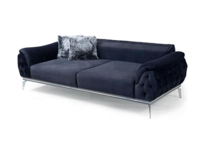 Zwart Chesterfield Design Textiel Materiaal Modern 3-zits Stoffen Bankstel