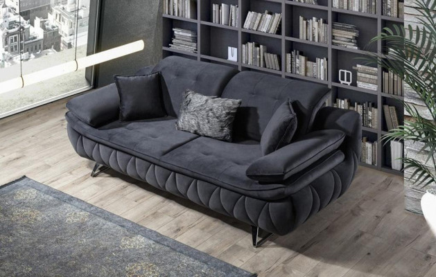 Woonkamerset 3-delig Zwart Wit 2x Banken met Fauteuil Modern Design Textiel  Woonkamerset 3-delig Zwart Wit 2x Banken met Fauteuil Modern Design Textiel