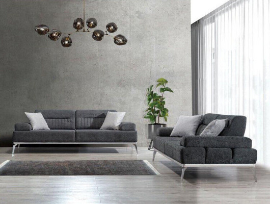Stoffen bankstel woonkamerset 2-delig. Grijze kleur Textiel Materiaal Modern Design
