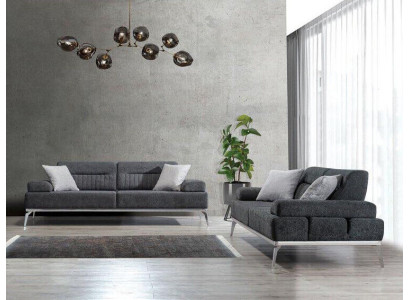Stoffen bankstel woonkamerset 2-delig. Grijze kleur Textiel Materiaal Modern Design