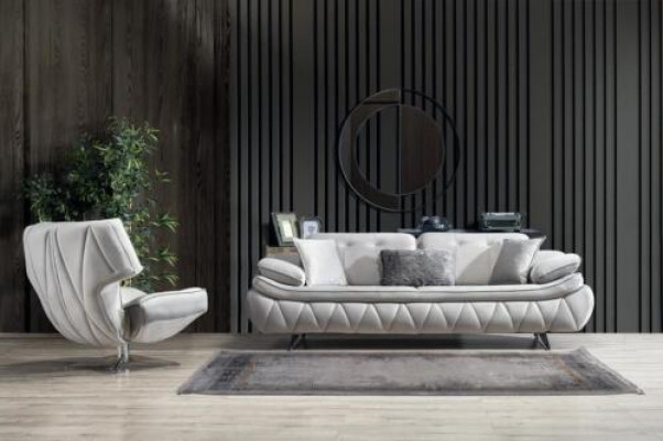 Woonkamerset 2-delig. 3-zitsbank met fauteuil Modern Design Stoffen Bankstellen.