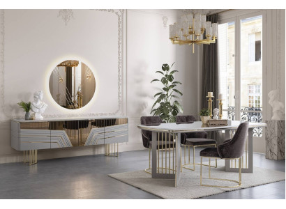 Eetkamerset Moderne eetkamerset Eettafel 4x Stoelen Dressoir Set