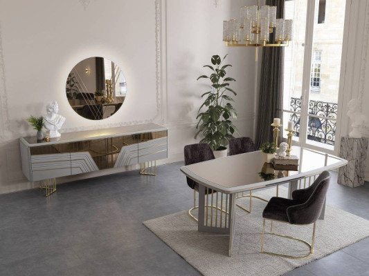 Eetkamerset Moderne eetkamerset Eettafel 4x Stoelen Dressoir Set