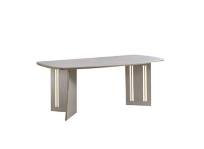 Beige eettafel Moderne houten meubels Halfovale tafel Designer eettafel