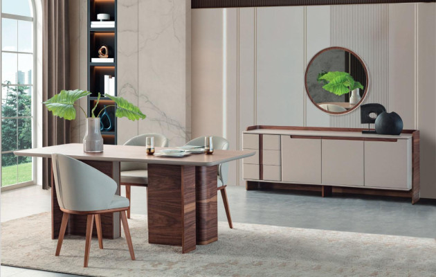 Exclusieve eetkamer meubelen Robuuste eettafel Designer dressoir Stoelen