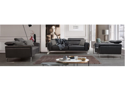 Ontwerper kunstleren bankstel 2x driezits Luxueuze fauteuil 3-delig