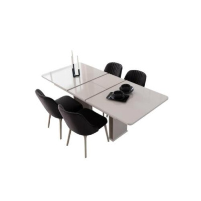 Eetkamermeubels Witte eettafel Eethoek Designer stoelen 5-delige set Nieuw