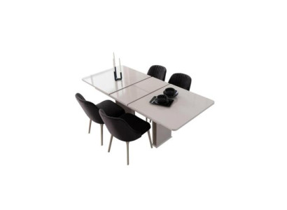 Eetkamermeubels Witte eettafel Eethoek Designer stoelen 5-delige set Nieuw