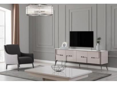Beige tv-kast ontwerper salontafel luxe woonkamer meubels hout 2-delig