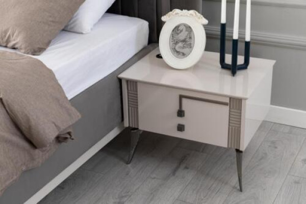 Beige nachtkastje slaapkamer houten meubels houten console luxe nachtkastjes.