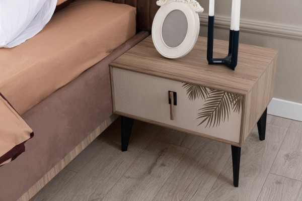 Beige nachtkastje ontwerper slaapkamer meubels luxe houten nachtkastjes