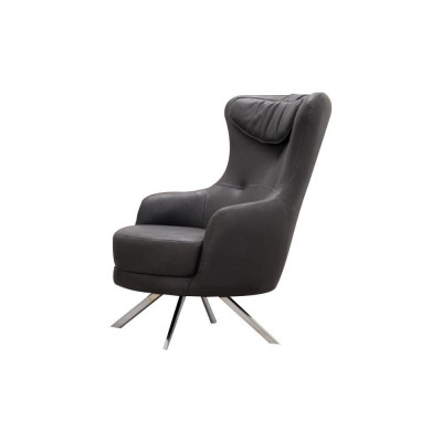 Zwarte leren fauteuil met hoge rugleuning Woonkamer Luxe eenzits meubilair.