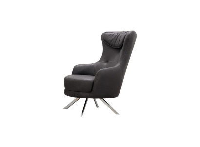 Zwarte leren fauteuil met hoge rugleuning Woonkamer Luxe eenzits meubilair.