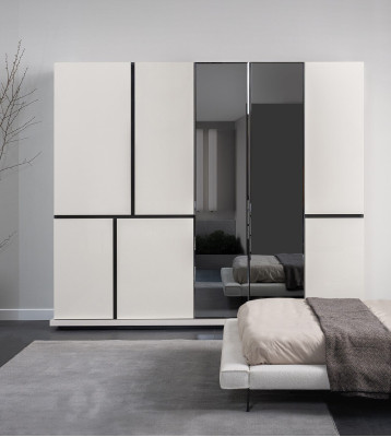 Slaapkamer Wit-Zwarte Kledingkast Luxe Houten Kasten Nieuw