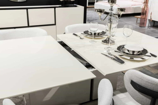 Witte eettafel Eettafel Luxe houten uitschuifbare tafel Nieuw