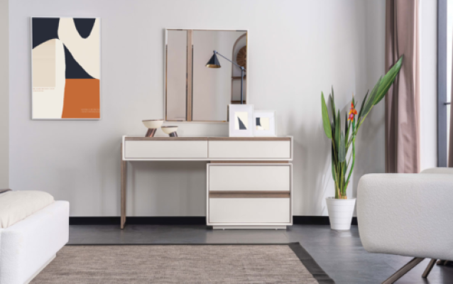 Witte make-uptafel Designer make-uptafel Slaapkamer Stevige tafel