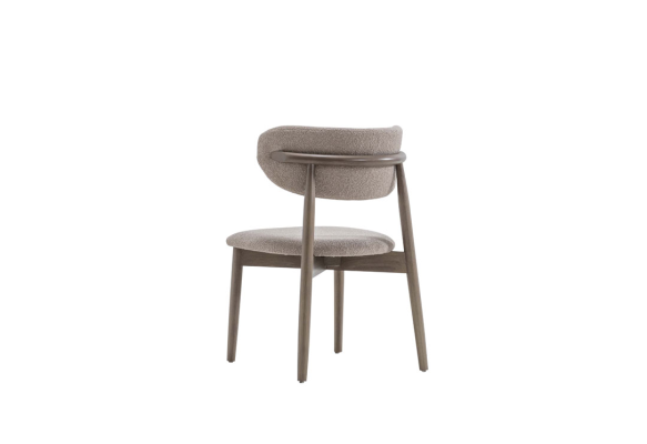 Stijlvolle grijze eetkamerstoelen luxe meubelontwerper textiel armstoelen.