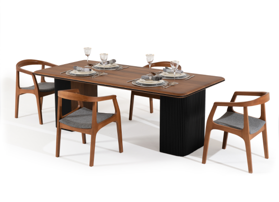 Eetgroep Compleet eetkamer Eettafel Stoelen 7-delig Bruin Klassiek