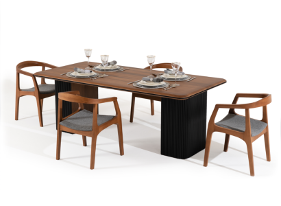 Eetgroep Compleet eetkamer Eettafel Stoelen 7-delig Bruin Klassiek