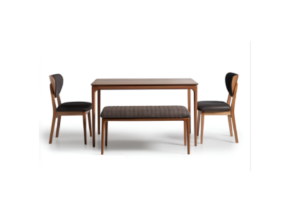 Houten set eetkamer eettafel stoelen 7-delig bruin eethoek