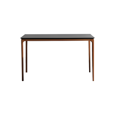 Stel eetkamer eettafel hout stoelen 4-delig bruin eethoek bank stof