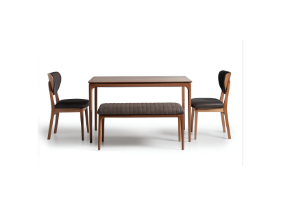 Eethoek set Eetgroep Hout Eetkamer Eettafel Stoelen 3-delig Bruin