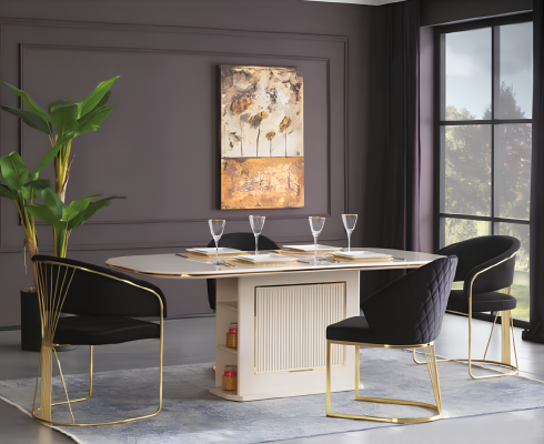 Moderne eettafel eettafel tafel hout beige eetkamer houten tafel