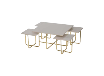Compleet set bijzettafels Salontafels 5-delig Beige