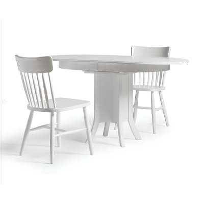 Witte houten eetkamerstoel keukenstoel houten klassieke stoel.