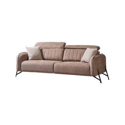 Beige woonkamer stoffen bank Luxe fauteuil 3-zitsbank 1-zitsbank 2 stuks