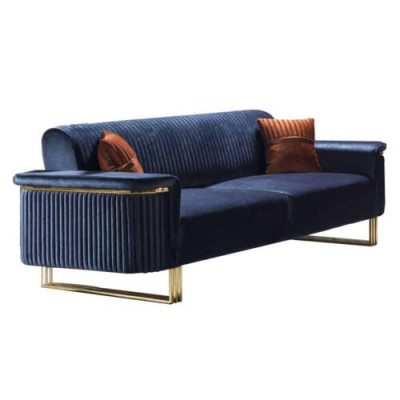 Blauwe woonkamer 3-zits luxe stoffen bank Elegante meubels