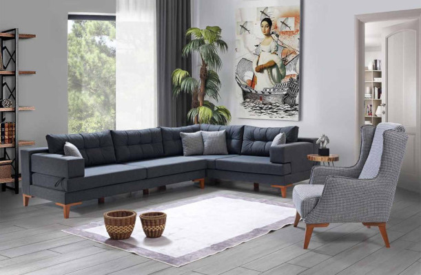 Grijze geruite fauteuil Moderne woonkamer fauteuil Luxe meubels