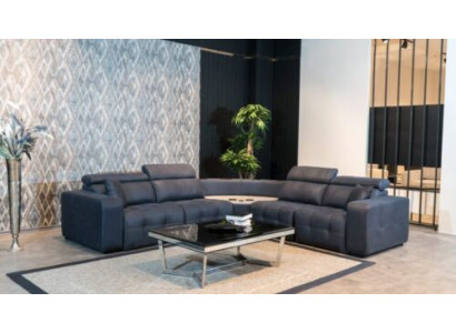 Hoekbank L-vorm leren bank Grote bank Grijs Bank Woonkamer Design