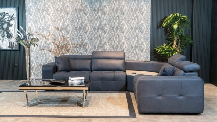 Hoekbank L-vorm leren bank Grote bank Grijs Bank Woonkamer Design