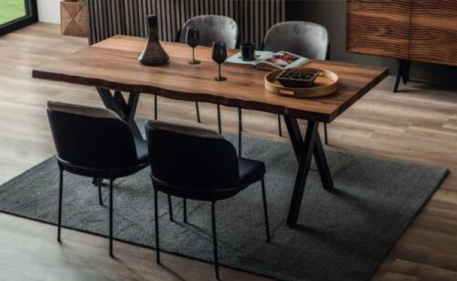 Exclusieve houten eettafel Moderne 6x gestoffeerde eetkamerstoelen set