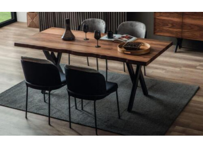 Exclusieve houten eettafel Moderne 6x gestoffeerde eetkamerstoelen set
